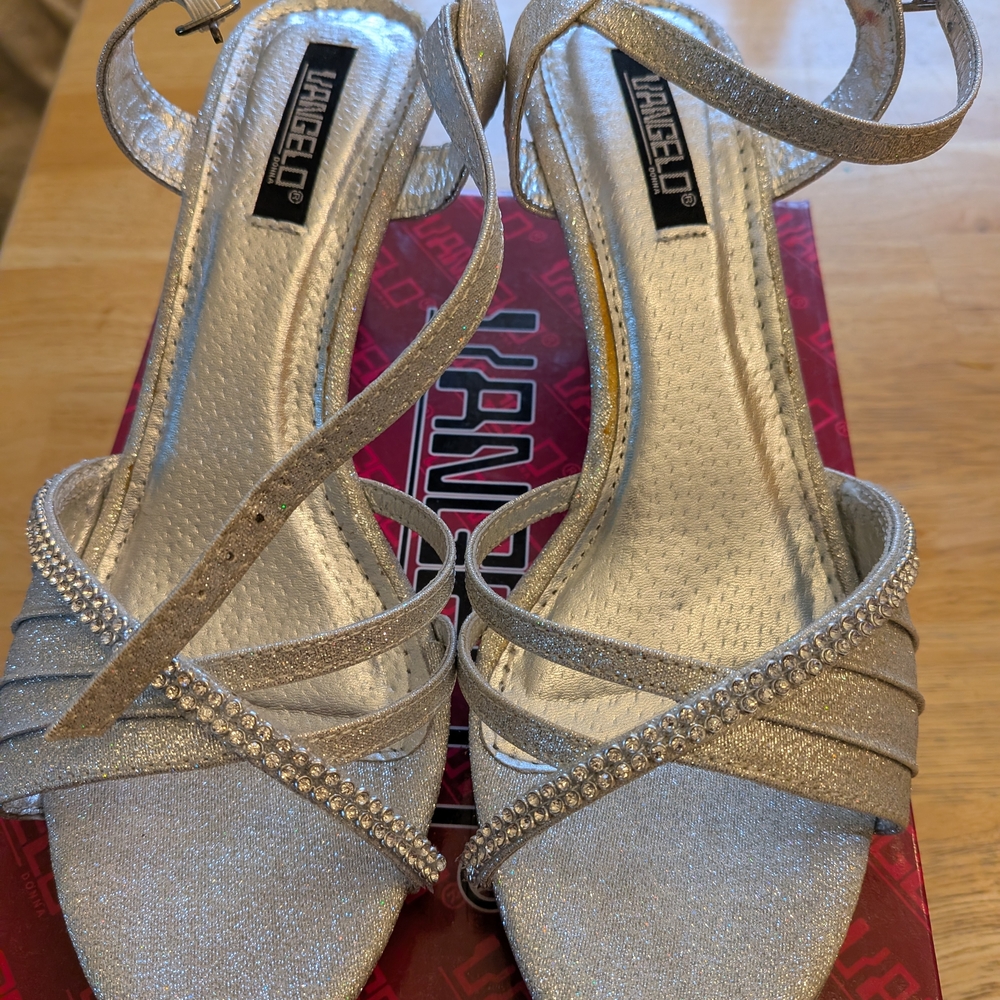 Vangelo Rhinestone Silver Strappy Heels